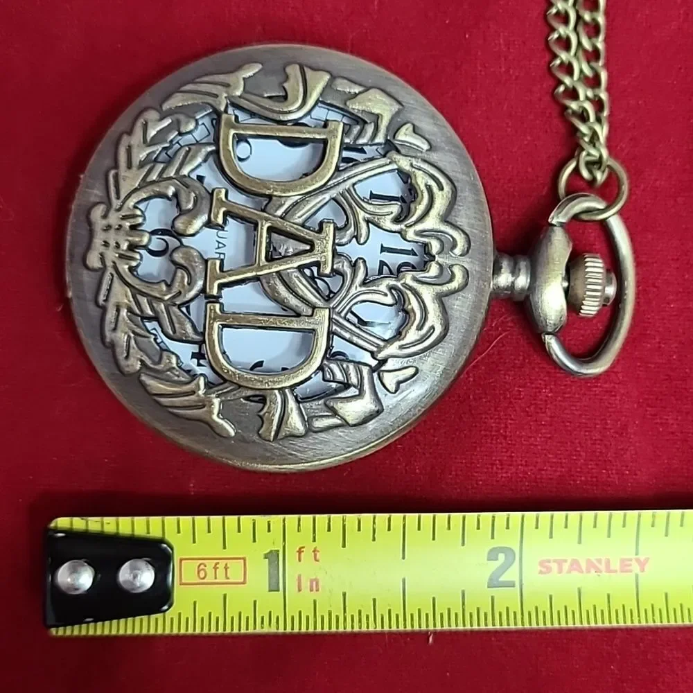 Dad Pocket Watch Antique Bronze Quartz Chain Father’s Day Gift Vintage Style